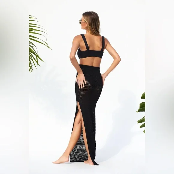 Lulu's Black Crochet Maxi Skirt - Picture 4 of 7